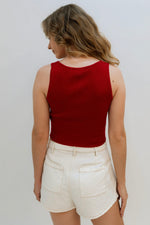 trendy bold cropped red tank