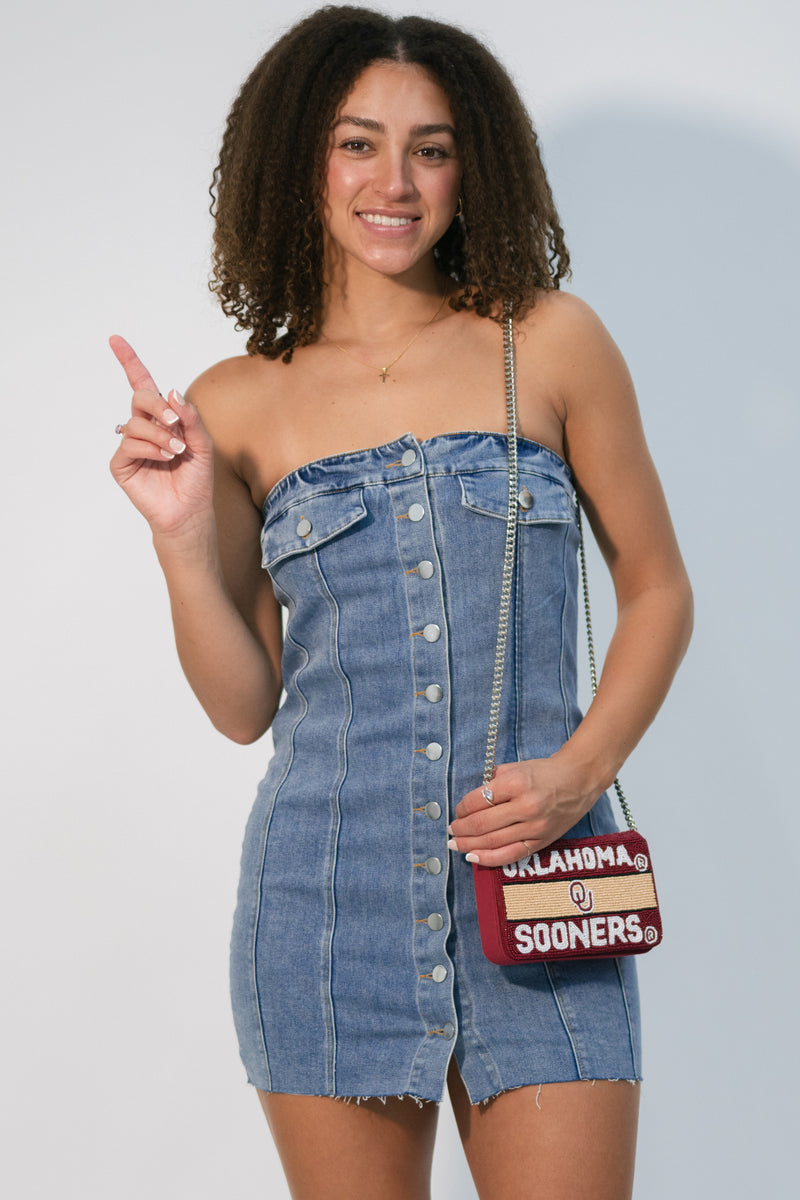 trendy denim dress for gameday