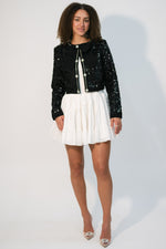 sorority event outfit black sequin jacket