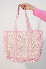 dahlia quilted floral tote bag