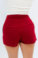 crimson shorts with back zipper