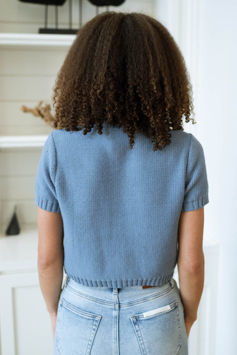 Nautical-inspired casual blue top