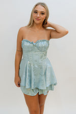 blue corset romper for women