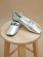 Silver metallic ballet flats