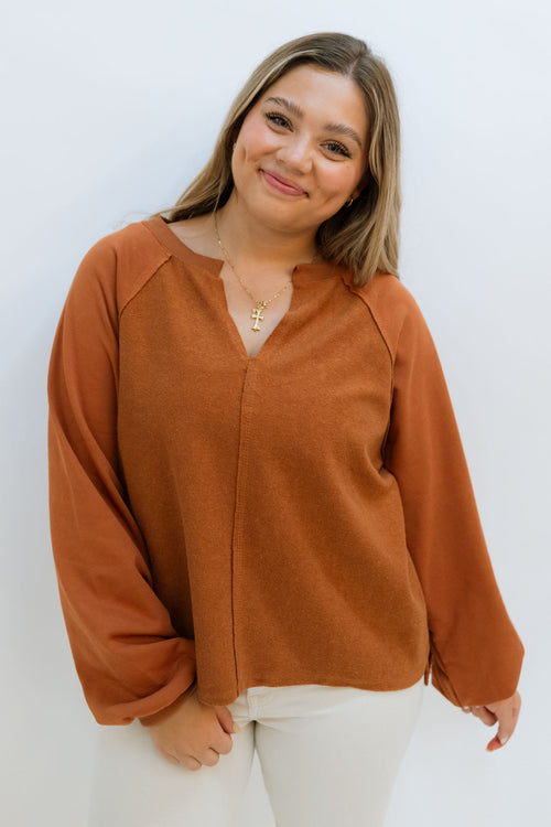 full sleeves rust top