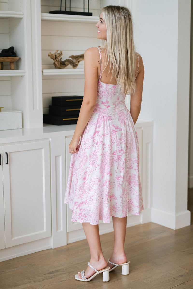 white and pink spring occasion dress