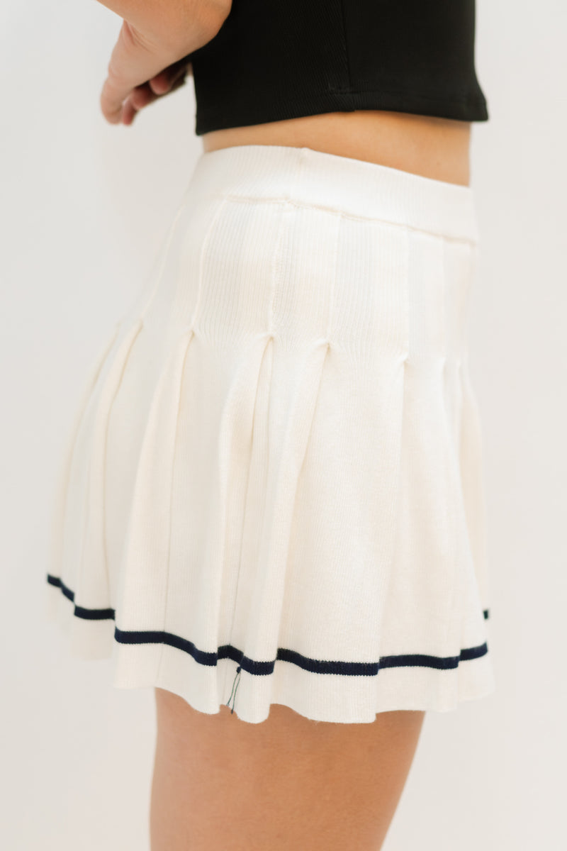 preppy knit skort with stripes