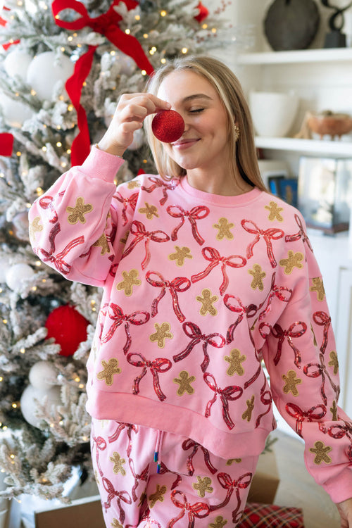 Queen of Sparkles Bow Gingerbread Sweatshirt