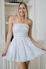 Convertible strap sundress blue floral