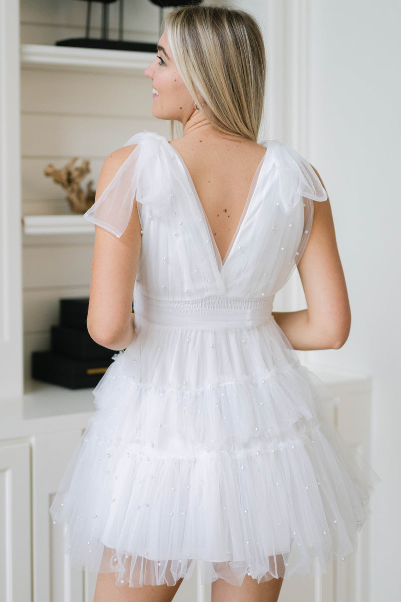 white swiss dot mesh tulle dress