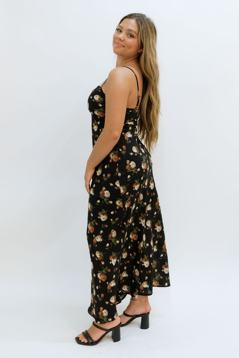 adjustable straps floral dress