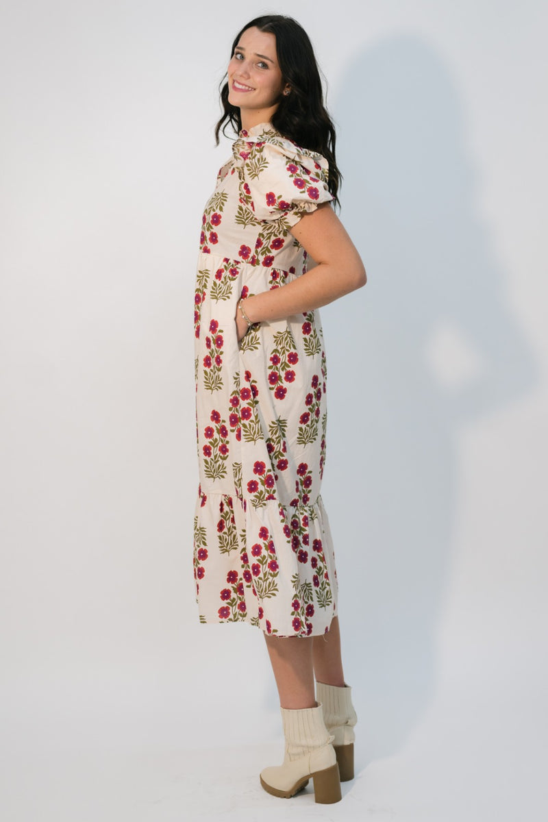 Boho floral midi dress