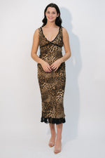 V-neck leopard party dress