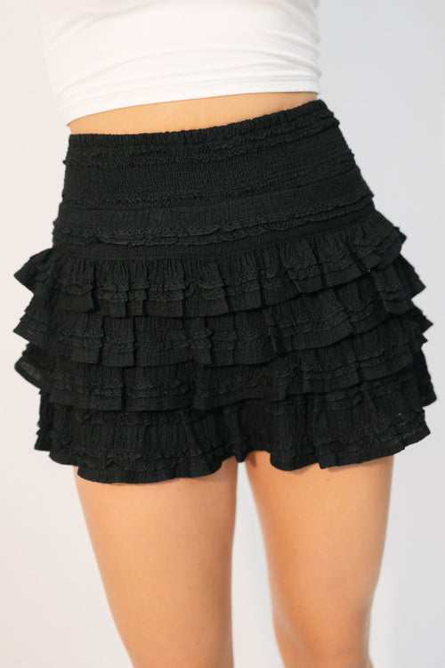Black ruffle skort