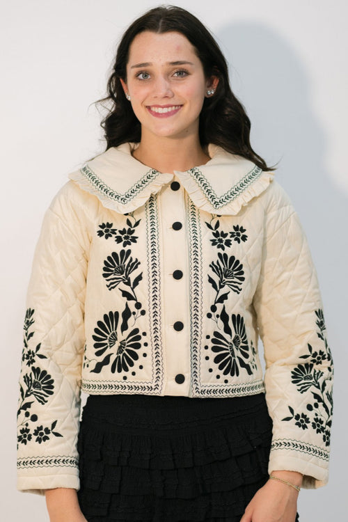 Embroidered quilted jacket