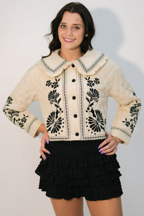 Embroidered fall jacket