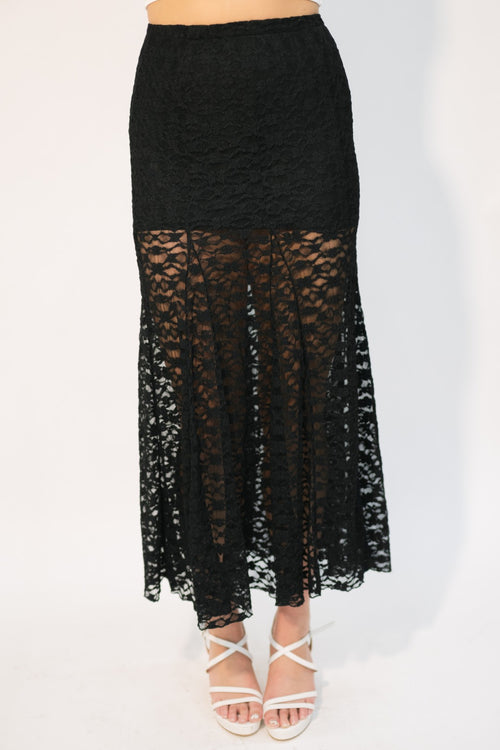 Black lace maxi skirt
