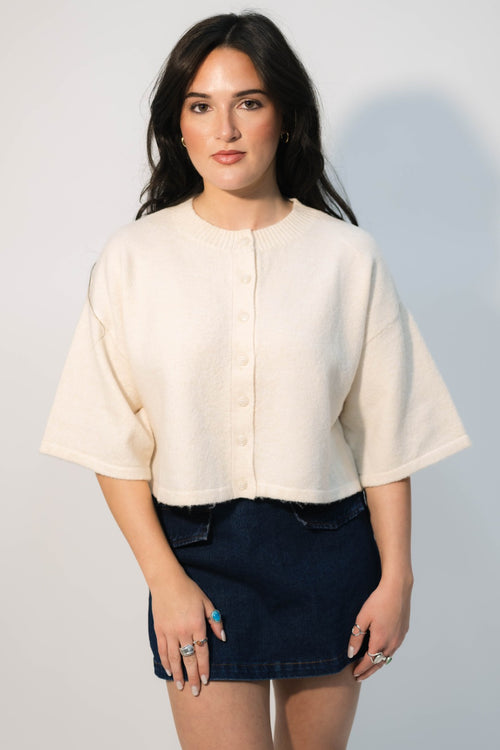 cream cropped cardigan