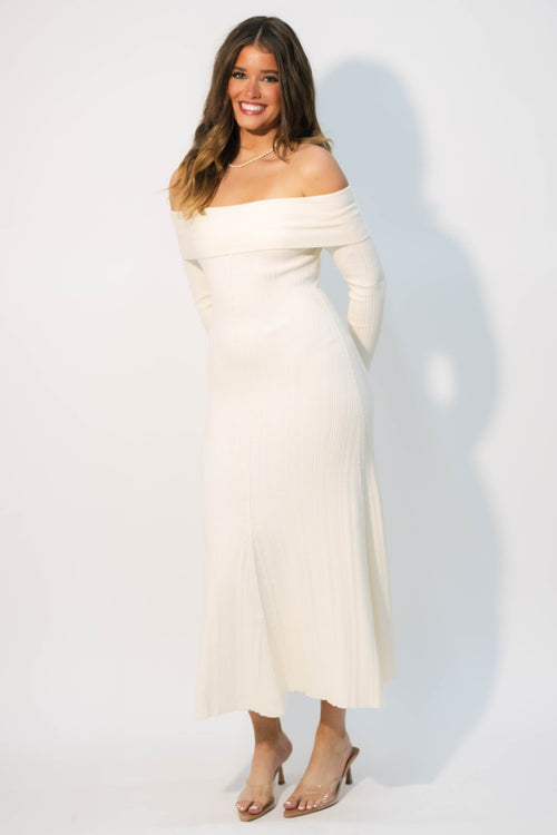 white long sleeve sweater dress