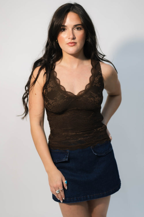 brown lace tank top