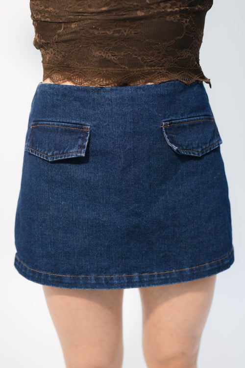dark wash denim skirt