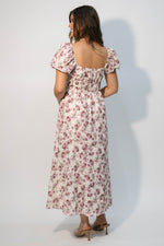puff sleeve romantic midi dress