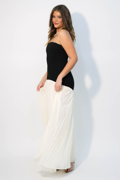 black and white maxi dress