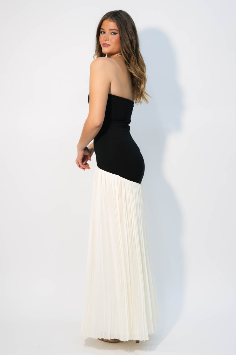 pleated skirt evening dress