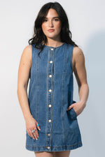 sleeveless denim mini dress