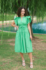 Green midi dress vacation outfit