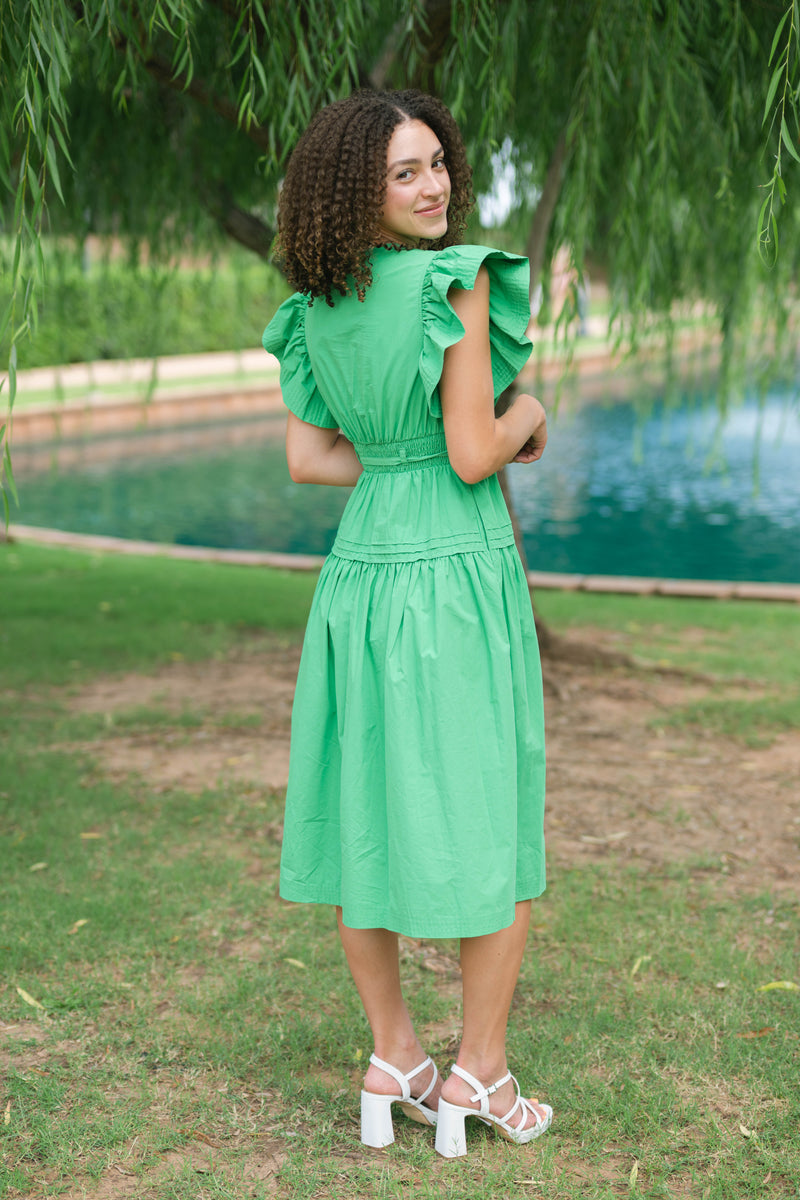 Green dress bid day outfit
