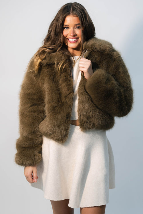 caramel faux fur jacket