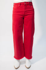red wide leg jeans