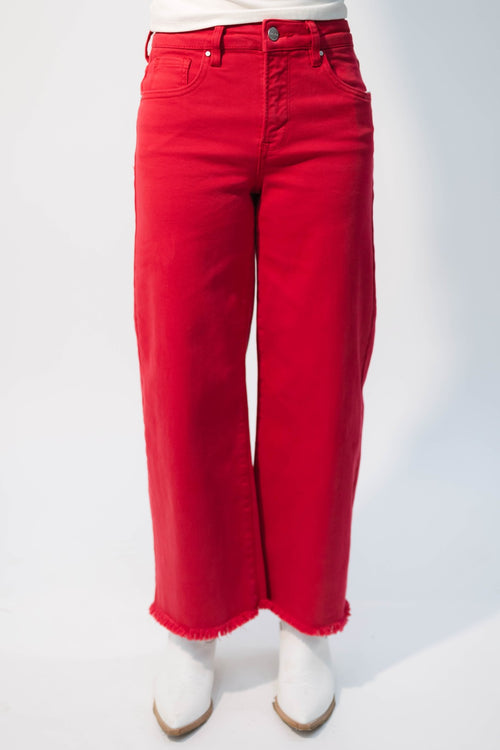 red wide leg jeans