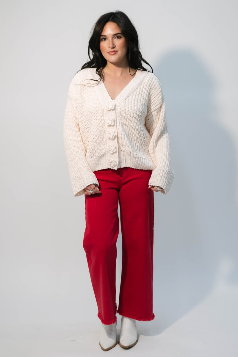 statement red jeans