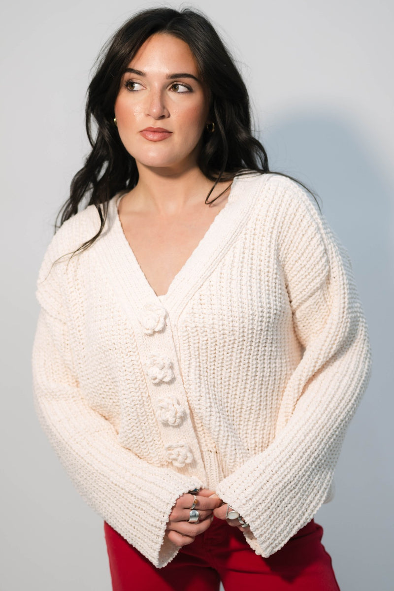 cream cropped cardigan