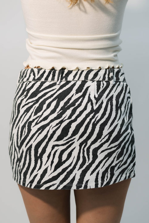 black and white animal print skirt