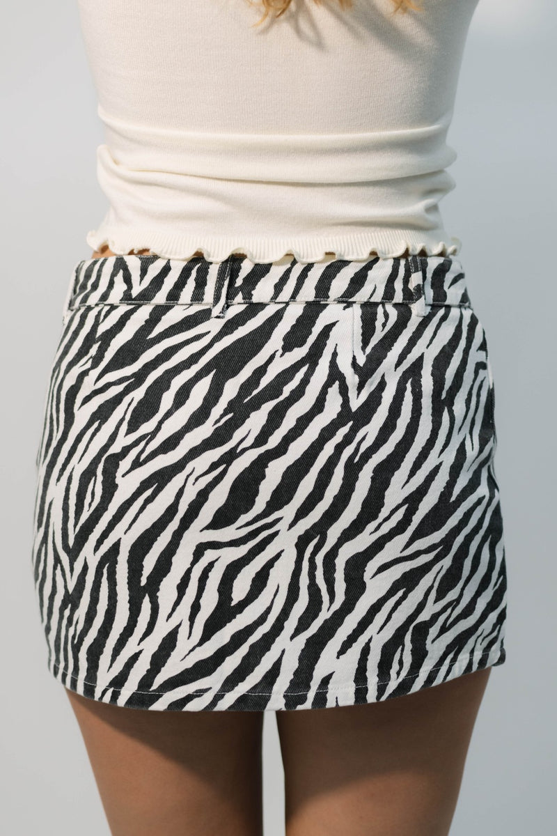 black and white animal print skirt