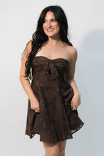 brown floral mini dress