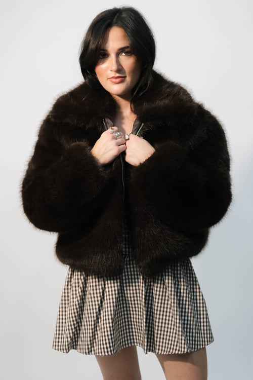 chocolate faux fur jacket