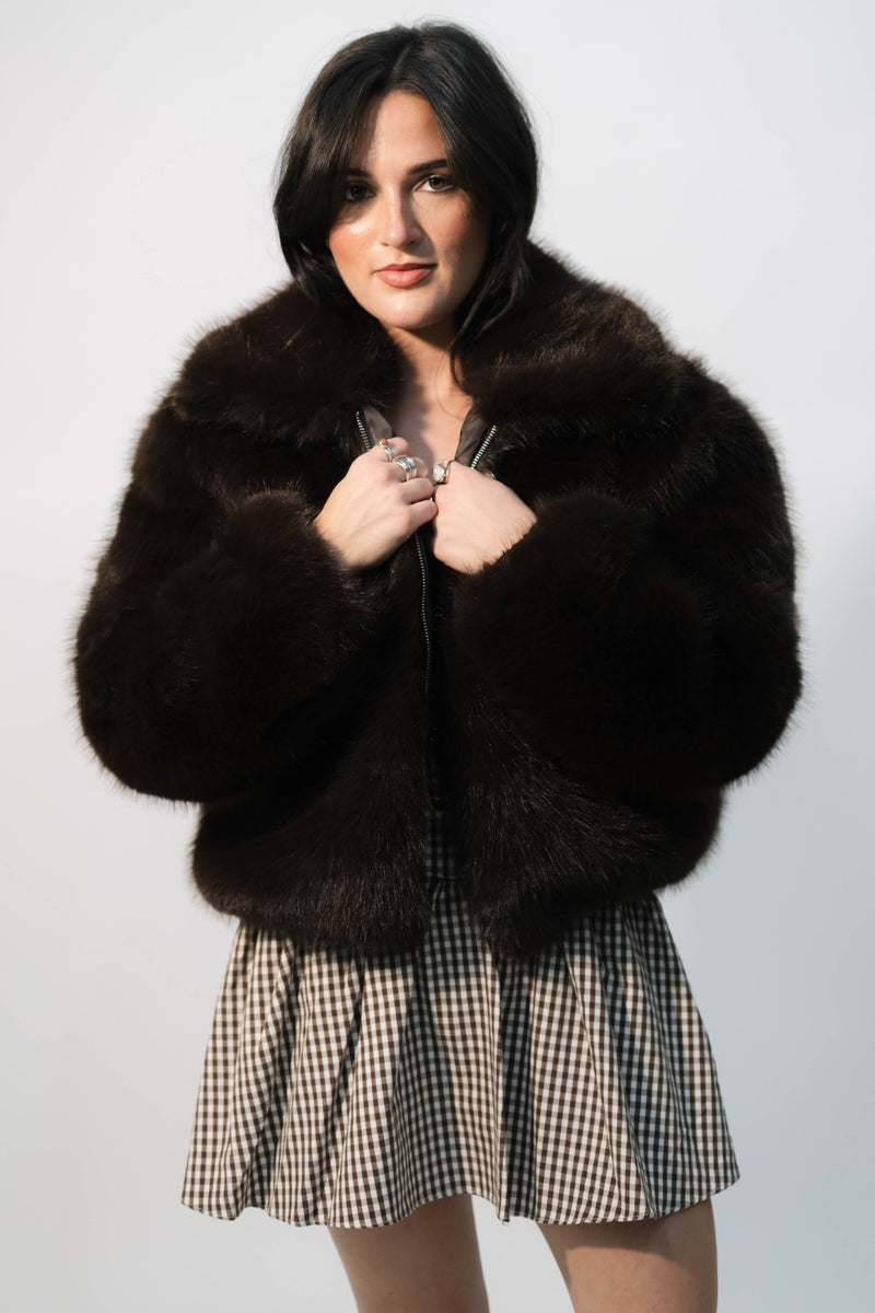 chocolate faux fur jacket