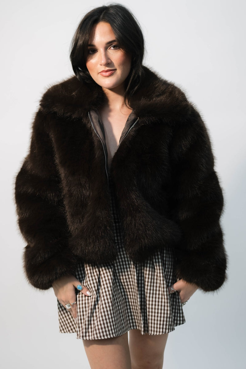 luxe faux fur fall jacket