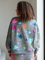 Grey oversized heart print pullover