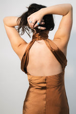 open back satin dress