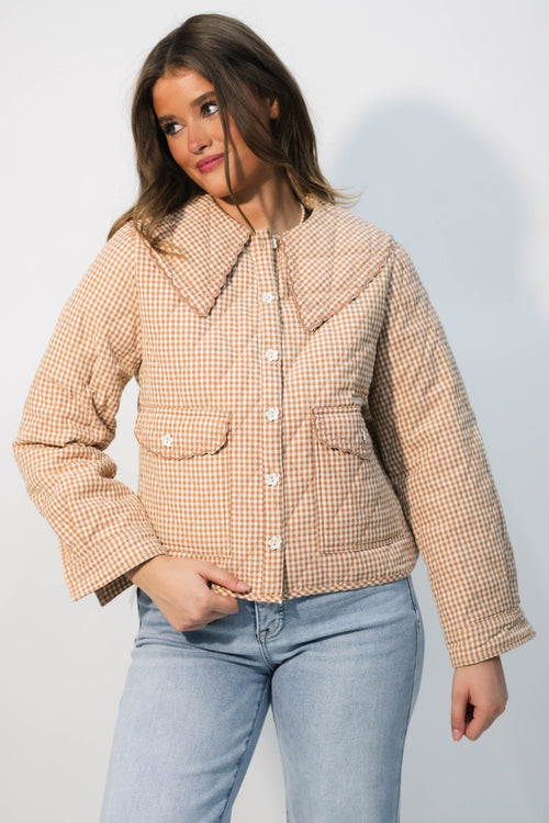 gingham quilted jacket