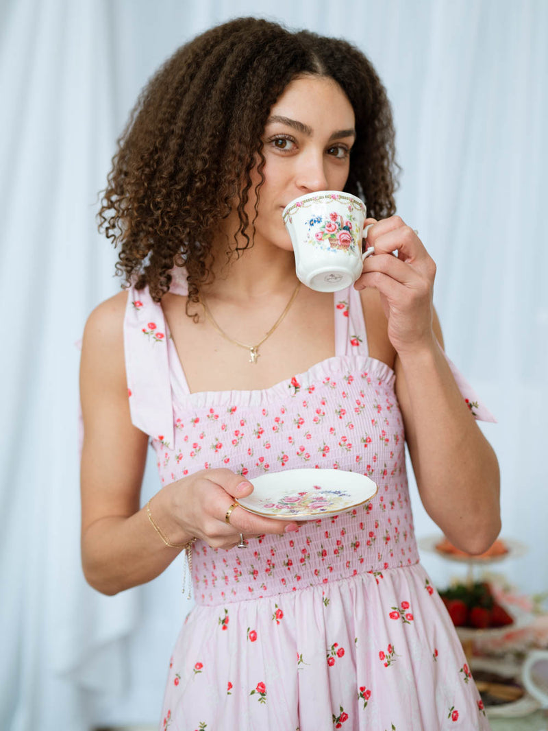 bridgerton tea party pink outfit