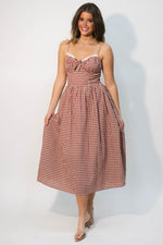 red gingham midi dress
