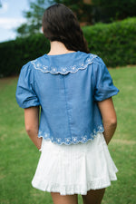 Floral embroidered top bid day