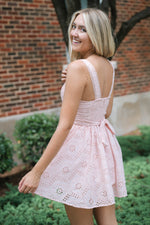 Pink eyelet dress cottagecore