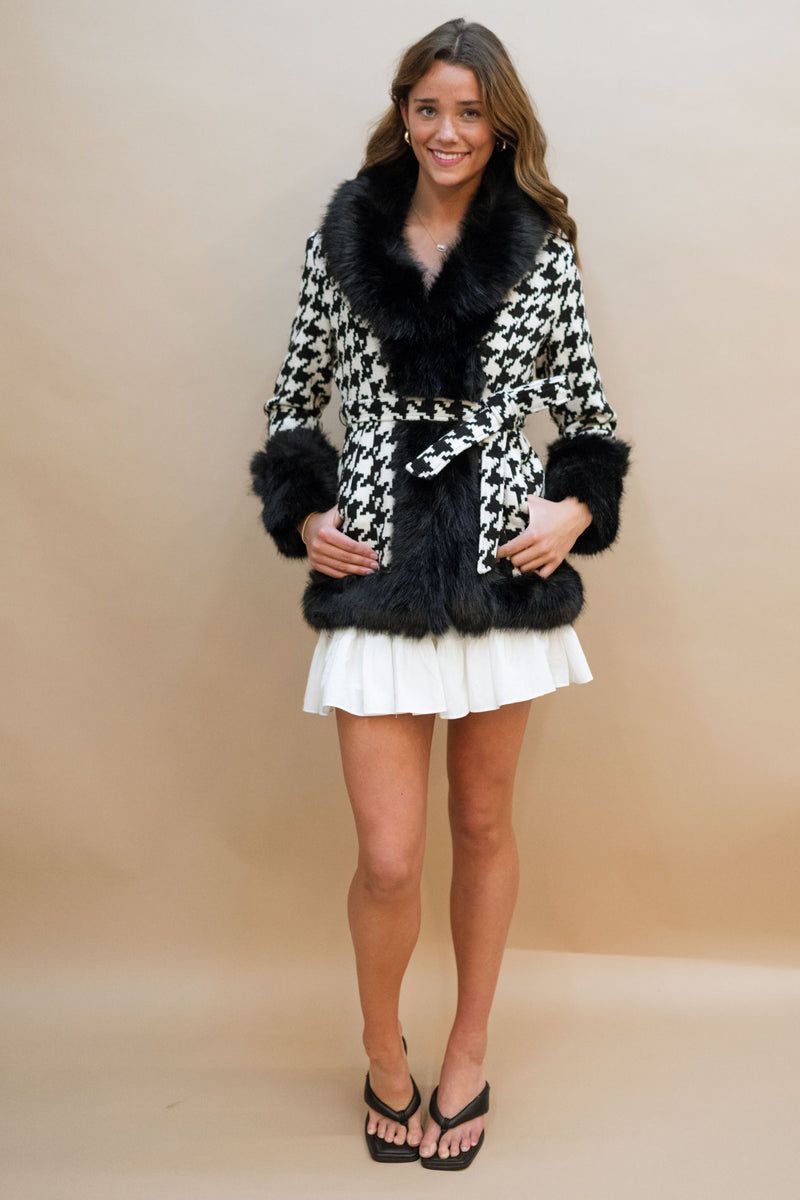 Lalita Houndstooth Coat - Black